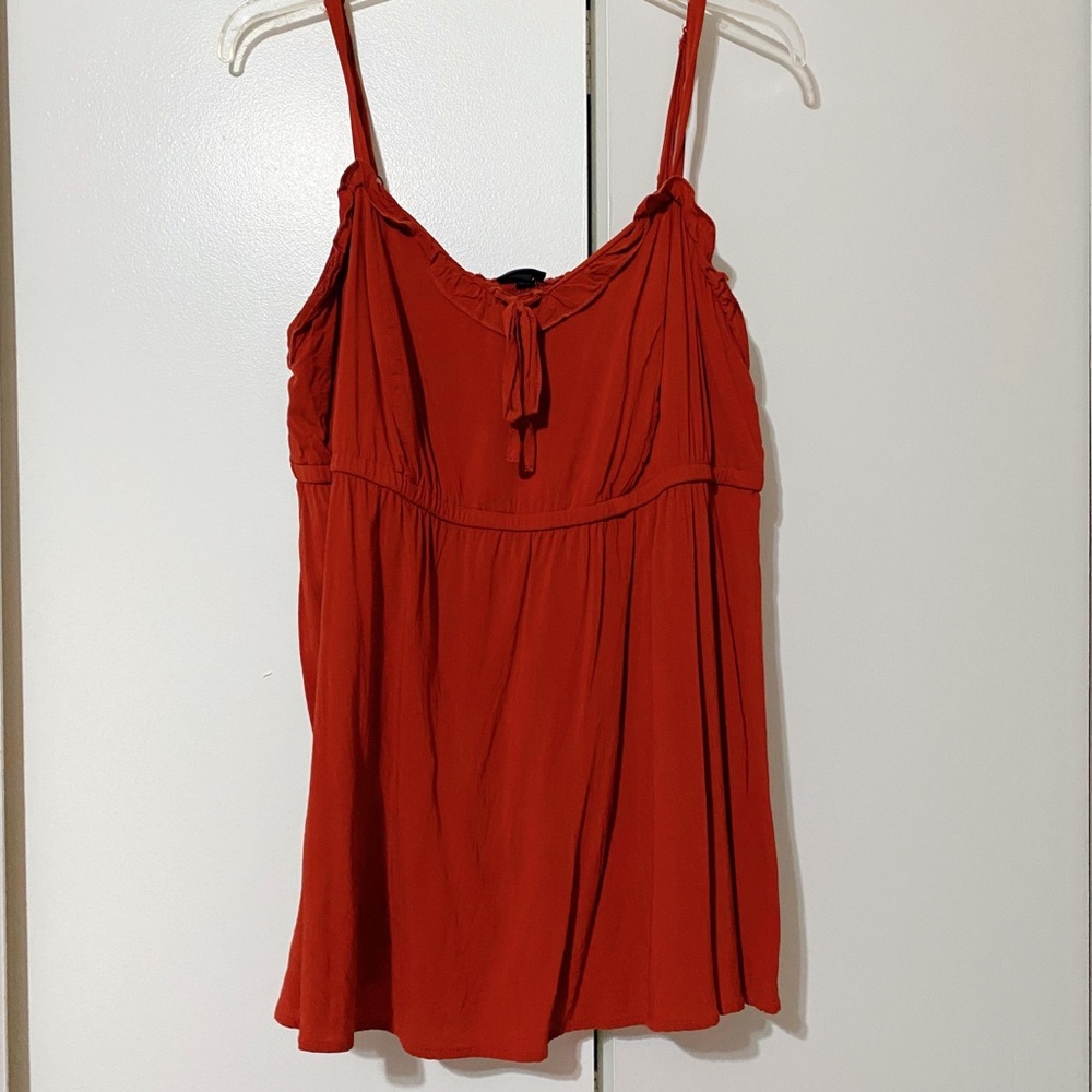 Torrid burnt orange ruffle challis babydoll cami